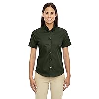 Core 365 Ladies Optimum Short-Sleeve Twill Shirt, XS, Forest GREN 630