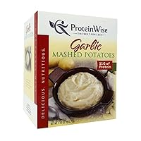 ProteinWise - High Protein Garlic Mashed Potatoes, Gluten Free, Aspartame Free, Kosher, Low Fat, Cholesterol Free, Weight Loss, Diet Healthy Food, 7 Servings/Box