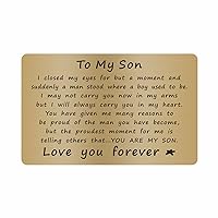 Gifts for Son - Son Birthday Cards from Mom and Dad - Engraved Brass Wallet Card