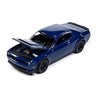 2018 Challenger SRT Demon Indigo Blue Limited Edition to 2496 Pieces Worldwide Premium Series 1/64 Diecast Model Car by Auto World AWSP161