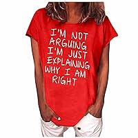 Blouses for Women Dressy Casual Plus Size T-Shirt Orange Funny Letter Fashion Pullover Printed Short Sleeve Tees