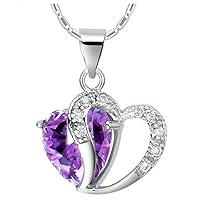 Uloveido Fashion Austrian CZ Crystals Double Heart Shape Pendant Necklace Valentines Gift N673