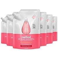 Method Gel Hand Soap Refill, Pink Grapefruit, Biodegradable Formula, 34 fl oz (Pack of 6)