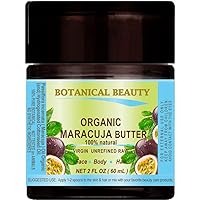 Organic Virgin Unrefined Raw Maracuja Butter, 2 Fl. Oz 60 ml for Skin, Face, Hair, Lip and Nail Care.