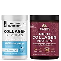 Ancient Nutrition Collagen Peptides Powder, Unflavored, 14 Servings + Multi Colalgen Protein Powder, Unflavored, 45 Servings