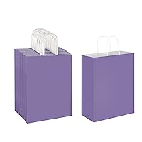 Oikss 50 Pack 10x5x13 Purple Kraft Paper Bags with Handles Bulk for Birthday Party Favors Grocery Retail Shopping Business Goody Recycled Craft Gift Bags (Large Size, 50 Count)