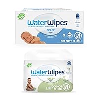 WaterWipes Bundle, Original 540 Count (9 packs) & Textured Clean Wipes 240 Count (4 packs), Plastic-Free, 99.9% Water Based Wipes, Unscented, Hypoallergenic for Sensitive Skin, Packaging May Vary