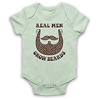 Unisex-Babys' Real Men Grow Beards Hipster Baby Grow