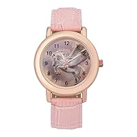 Pegasus Unicorn Classic Watches for Women Funny Graphic Pink Girls Watch Easy to Read
