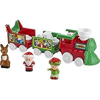 Fisher-Price Little People Toddler Toy Musical Christmas Train with Santa Elf & Reindeer Figures for Ages 1+ Years