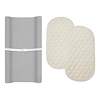 American Baby Company Changing Table Set, a 100% Organic Cotton Fitted Contoured Changing Table Pad Cover and a 2 Pack Changing Table Pads Made with Organic Cotton Top Layer, Gray, for Boys and Girls