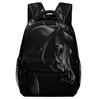 Black Arabian Horse Travel Backpack for Men Women Lightweight Computer Laptop Bag Casual Daypack