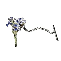 Violet and White Toned Iris Flower Tie Tack