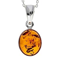 Genuine Baltic Amber & Sterling Silver Classic Pendant without Chain - 396