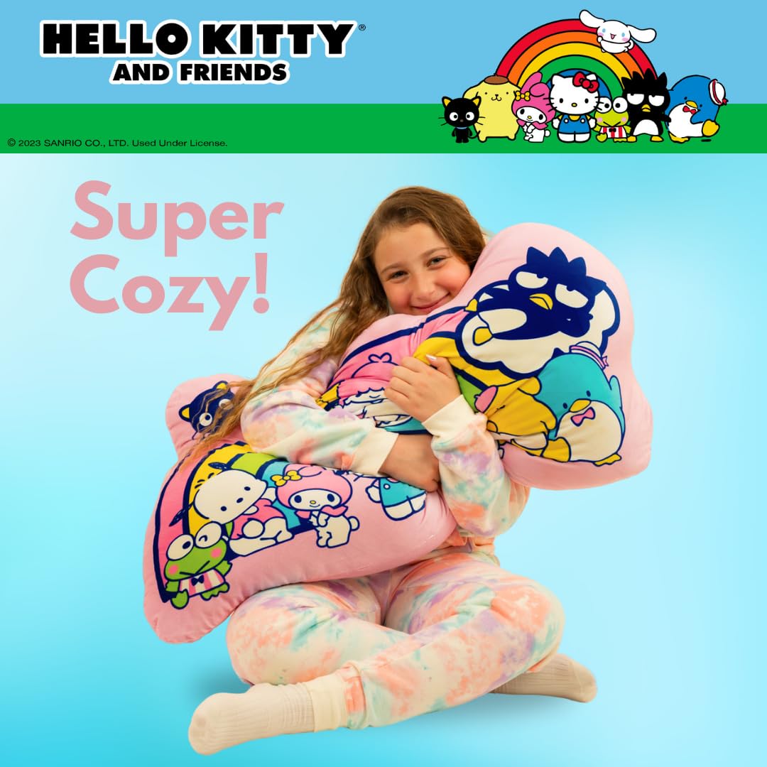 Franco Collectibles Cozy Bedding Super Soft Plush (Officially Licensed Product) Oversized Body Pillow, 25.5 in x 36 in, Hello Kitty & Friends