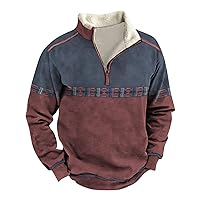 Men's Western Jacket Cowboy Bull Head Print Pullover 1/4 Zip Fleece Collar Long Sleeve Country Sweatshirts for Men