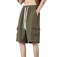 Mens Shorts 5 Inch Workout Men's Capri Cargo Shorts Loose Fit Lightweight Multi Pocket Casual Short Pants