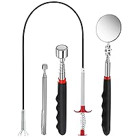 Patelai 4 Pieces Telescoping Magnet Pick up Tool Set Extendable Claw Grabber Tool Bendable Spring Telescoping Inspection Mirror 2 Lb/ 20 lb Magnetic Stick Gadget for Christmas Home Sink Drains