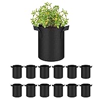 HealSmart 12-Pack 1 Gallon Nonwoven Grow Bags, Aeration Fabric Pots with Handles, Suitable for Garden Fruits, Vegetables and Flowers, Black
