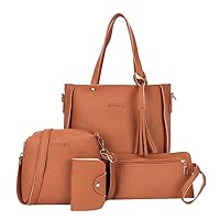 Segater® Women Handbag Shoulder Bag+Crossbody Bag+Wallet+ Card Purse Tote 4 Pcs