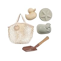 HEVEA Natural Rubber Sand Shaper Trio - Eco-Friendly Beach Toys for Kids | Fun Sea Life Figures | Lightweight & Durable Sand Toys | Includes Turtle Bag and Wooden/Metal Shovel