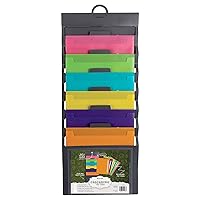 Samsill Cascading Wall File Organizer, Classrom Organization and Storage, 6 Removable Poly Hanging File Folders, Command Center Wall Organizer, Gray with Assorted Fashion Color Folders