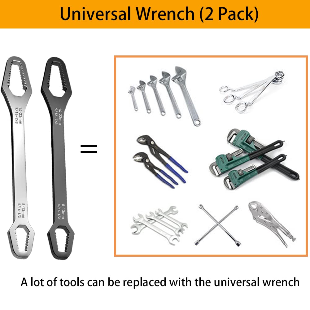 Lianxiaw 2 Pack Universal Torx Wrench Tool - Self-tightening Universal Torque Wrench - 8-22mm All in One Multi Wrench - Multifunctional Wrench Tools Gifts for Men
