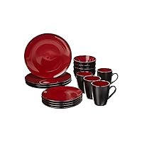 Gibson Soho Lounge Round Reactive Glaze Stoneware Dinnerware Set, Service for 4 (16pc), Red