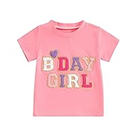 Kayotuas Birthday Girl Shirt Kids 6T 7T Toddler 1st 2nd 3rd 4th 5th Birthday T Shirt Embroidered Tops Cute Cake Smash Clothes