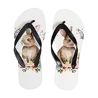 Vantaso Slim Flip Flops for Women Easter Rabbit Spring Flowers Yoga Mat Thong Sandals Casual Slippers