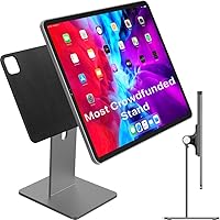 Patented MagFlott V1.0 Premium Magnetic Stand for iPad Pro 12.9” Gray. Succesful Kickstarter Campaign. Includes 6’ USB C Cable, Strong Magnets, Thick Metal, 360 Rotation, 180 tilt