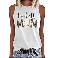 2023 Summer Mother's Day Tank Tops,Tee Ball Mom Sleeveless Cute Blouses Casual Loose Fit Baseball Graphic Tee Shirts