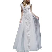 O Neck with Beaded Sash Tulle Formal Yellow White Lace Prom Dresses