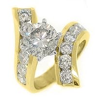 14k Yellow Gold 4.75 Carats Brilliant Round Diamond Engagement Ring