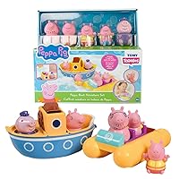 Toomies Peppa Pig Bath Toys - Peppa’s Boat Adventure Bath Toy Set - Includes 2 Boat Toys and 5 Peppa Pig Figures - Peppa Pig Toy Boats - Toddler Bath Toys for 18 Months and Up
