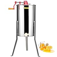 VEVOR 3 Frame Honey Extractor, Stainless Steel Manual Beekeeping Extraction, Honeycomb Drum Spinner with Transparent Lid, Apiary Centrifuge Equipment with Height Adjustable Stand