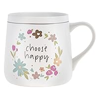 Karma, 18 oz Ceramic Flora Mug - Cute Coffee and Tea Mug - Ceramic Coffee Mugs for Women and Men, Choose Happy