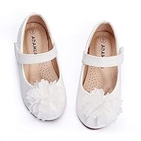 ADAMUMU Toddler Dress Shoes Flower Girl Shoes for Weeding Cute Toddler Mary Jane Shoes Lace Flore Ballet Flat for Walking, Jumping