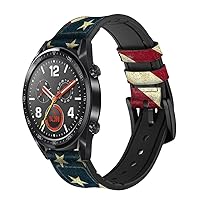 CA0655 US National Flag Leather & Silicone Smart Watch Band Strap for Wristwatch Smartwatch Smart Watch Size (22mm)