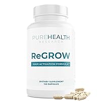 ReGrow Hair Activation Formula - Hair Growth Vitamins with Biotin and Saw Palmetto - Hair Loss Treatments for Women and Men - Thicker and Fuller Hair Supplement, PureHealth Research 120 Capsules
