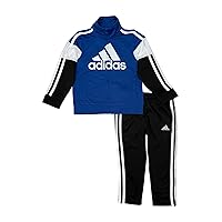 adidas Boys' Tricot Jacket & Pant Clothing Set (5, Blue/White/Black), 7