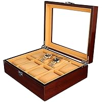 Watch Box Painted Surface Display Case Organizer Glass Top Flip Cover 8 Slots Unisex Watches Jewelry Storage Box Men s Storage Box With Pillows