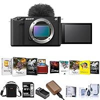 Sony ZV-E1 Full Frame Mirrorless Vlog Camera, Black - Bundle with Shoulder Bag, 64GB SD Card, Extra Battery, Charger, Cleaning Kit, Corel Mac Software Kit, Corel PC Software Kit, Screen Protector