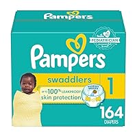 Pampers Swaddlers Diapers - Size 1, 164 Count, Ultra Soft Disposable Baby Diapers