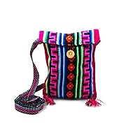 Small Multicolored Tribal Print Striped Pattern Slim Square Purse Crossbody Bag - Handmade Boho Accessories