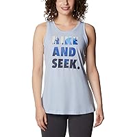 Columbia Women's Daisy Days Graphic Tank, Faded Sky Heather/Seek The Hike, Large