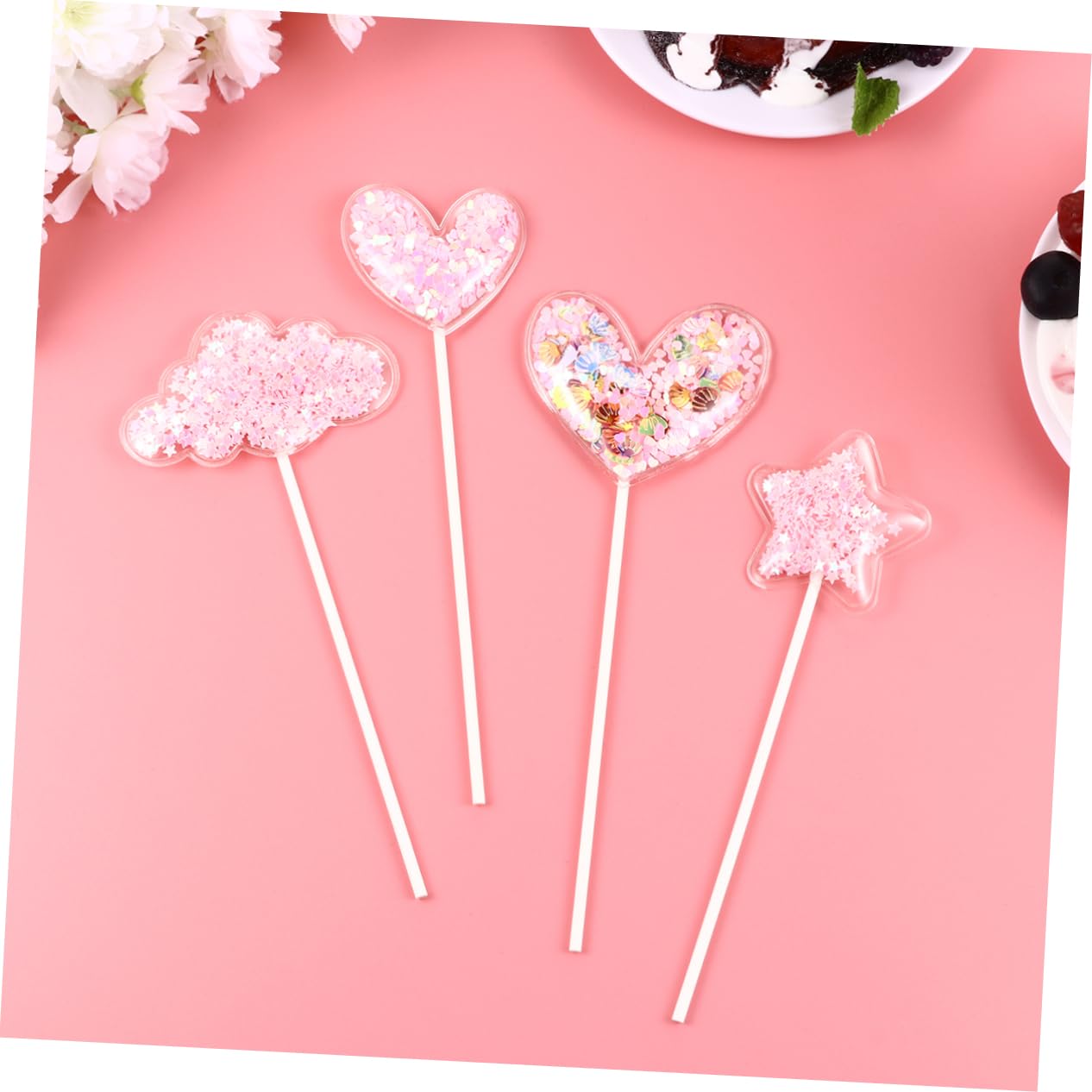 8pcs Birthday Baby Wall Grid Accessories The Wedding Party Cute Cake Picks Women Finger Watch Cakes Confetti Star Shape Heart Shower Good Mood Decor Cake Toppers Paper Cup Love