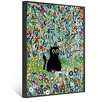 Black Cat Art, Gustav Klimt Garden Cat Print, Apple Tree Cat Poster, Floral Print, Funny Cat print, Funny gift, Home decor Poster Black Cat Wall Art