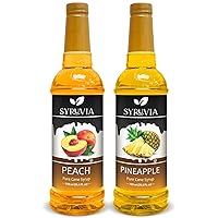 Syruvia Pineapple & Peach Syrup - Summer Variety Pack - 25.4 fl oz - Perfect for Cocktails, ice Tea, Desserts, Italian Sodas, Ice and More, Kosher and Gluten-Free