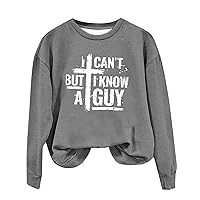 I Can't But I Know A Guy Sweatshirt Funny Letter Print Crewneck Pullover Tops Christian Cross Tshirt 2024